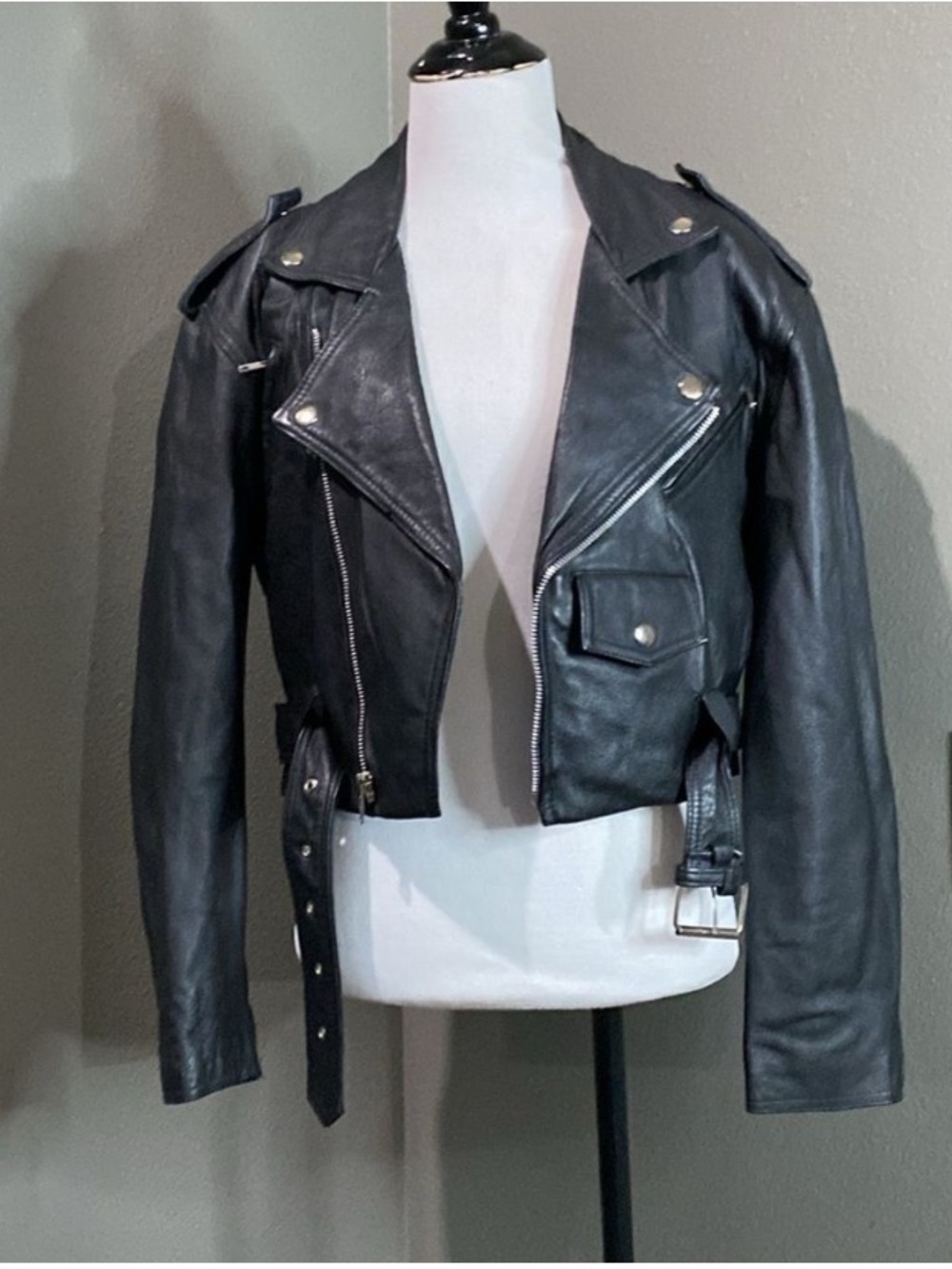 Wilson’s Black Leather Cropped Moto Jacket - Picture 2 of 10